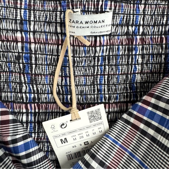 Plaid Off Shoulder Puff Sleeve Crop Top Y2K Preppy Size M NWT - Picture 5 of 7